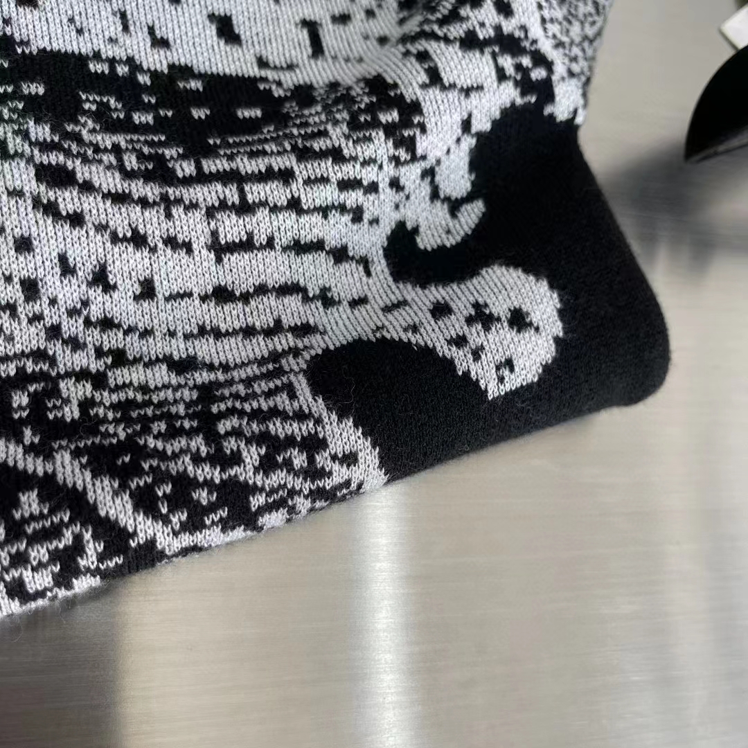 Louis Vuitton Women LV x YK Psychedelic Flower Zipped Hoodie Wool Polyamide Black White Regular Fit