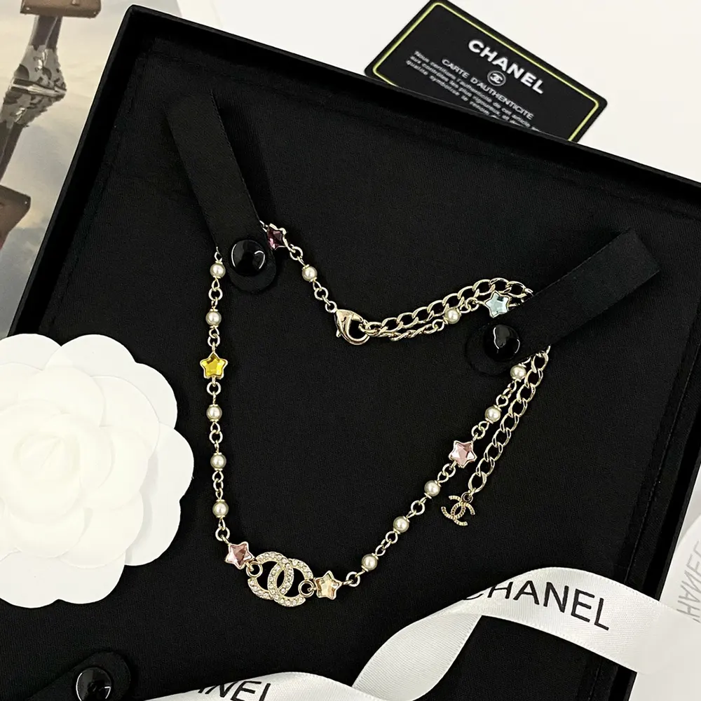 Chanel Women Choker Metal Glass Pearls Strass ABF193