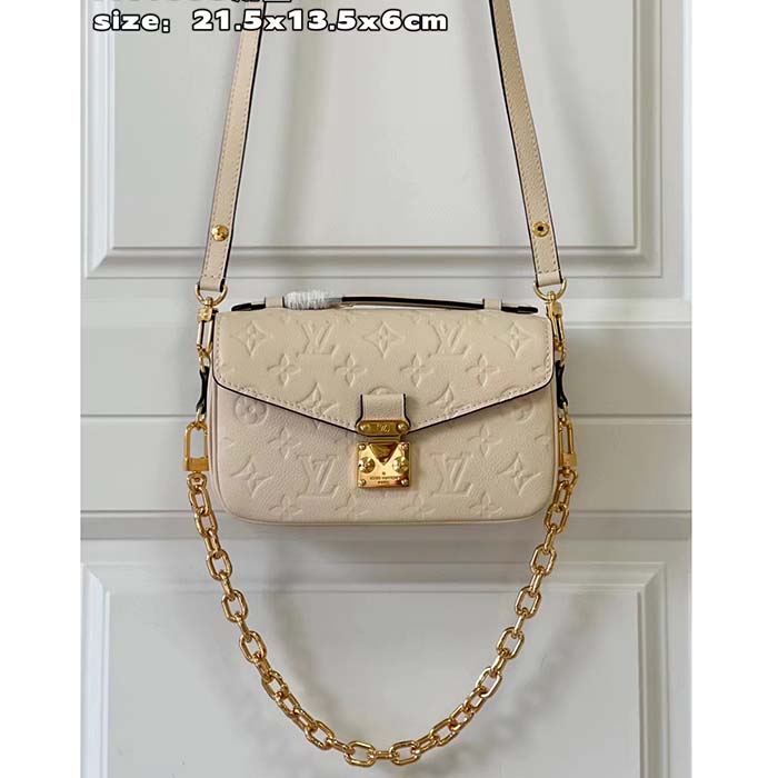 Louis Vuitton LV Women Pochette Métis East West Bag Crème Beige Grained Cowhide Leather