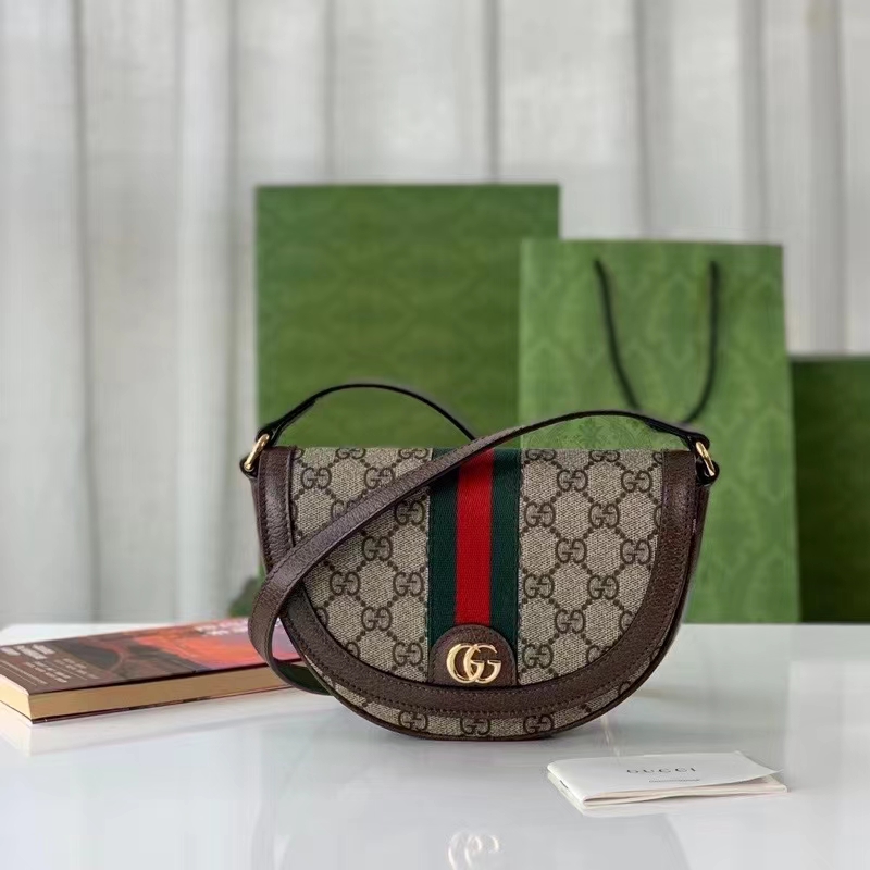 Gucci Women Ophidia Mini GG Shoulder Bag Beige Ebony GG Supreme Canvas