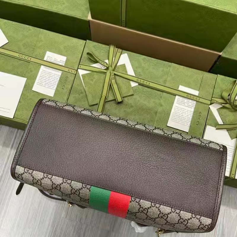 Gucci Unisex Tiger GG Small Tote Bag Beige Ebony GG Supreme Canvas