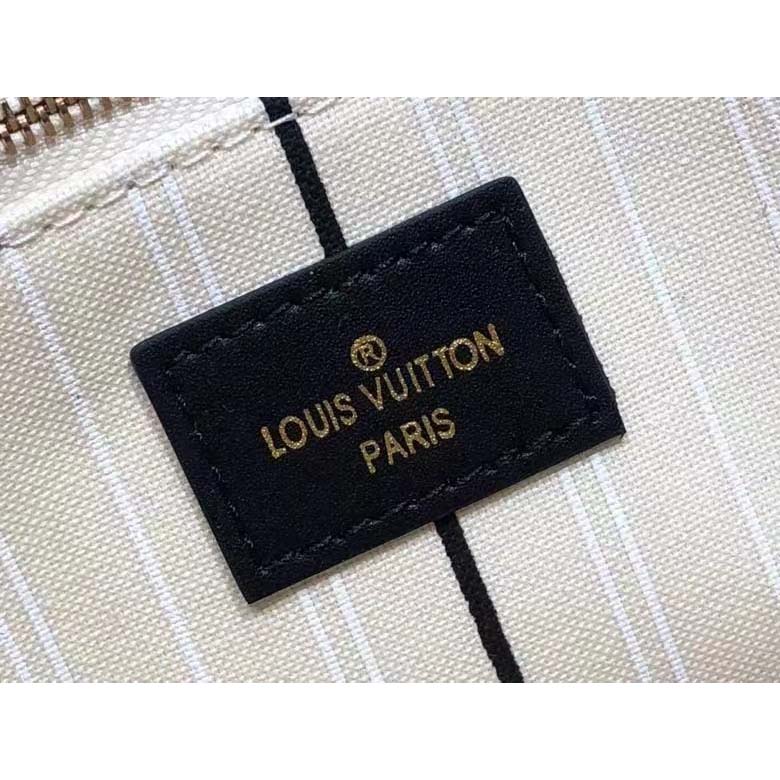 Louis Vuitton Women On My Side MM Tote Bag Black Canvas Smooth Cowhide