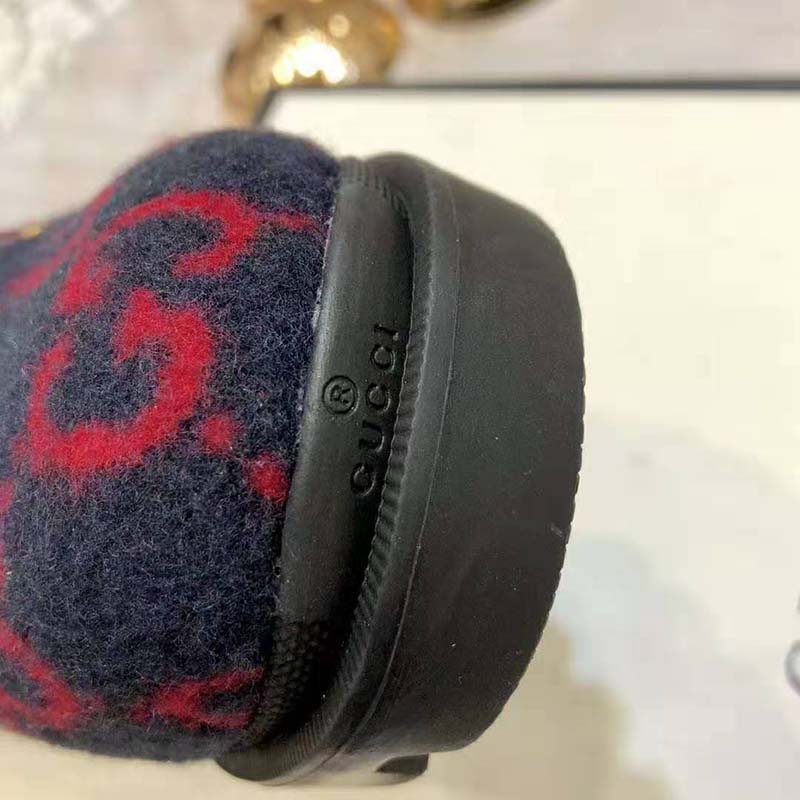 Gucci Women Gucci Zumi GG Wool Ankle Boot in Blue and Red GG Wool