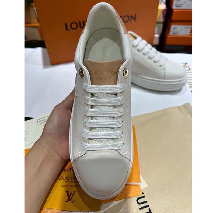 Louis Vuitton Unisex LV Time Out Sneaker Calf Leather Rubber Initials Monogram Flowers