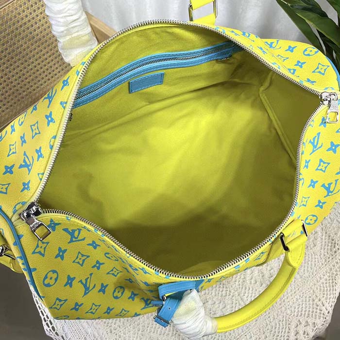 Louis Vuitton LV Unisex Keepall Bandoulière 50 Lime Green Monogram Playground Coated Canvas