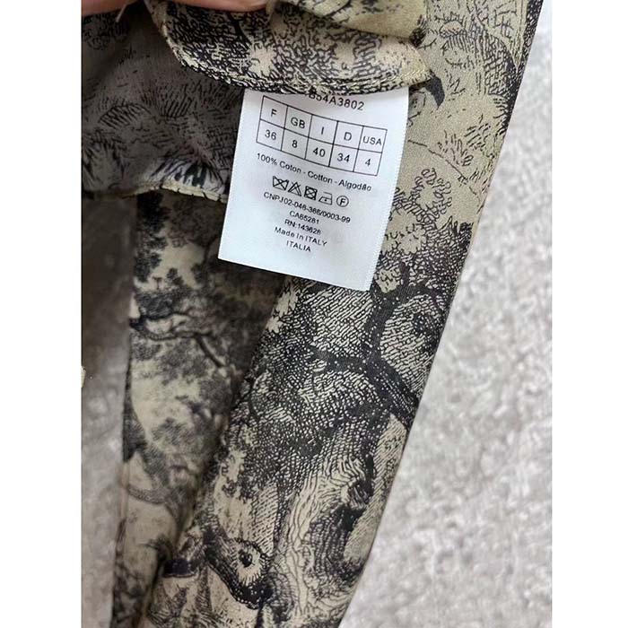 Dior Men CD Long Blouse Hazelnut Cotton Voile Toile de Jouy Motif