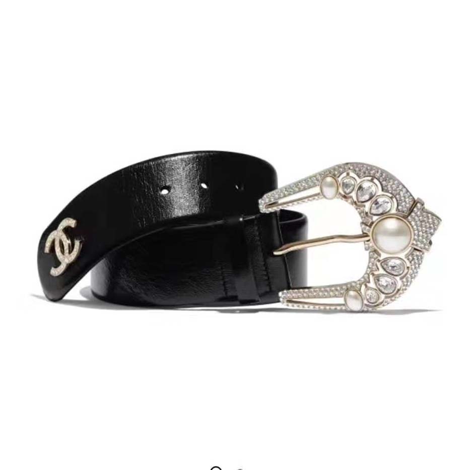 Chanel Women Calfskin & Gold-Tone Metal Belt