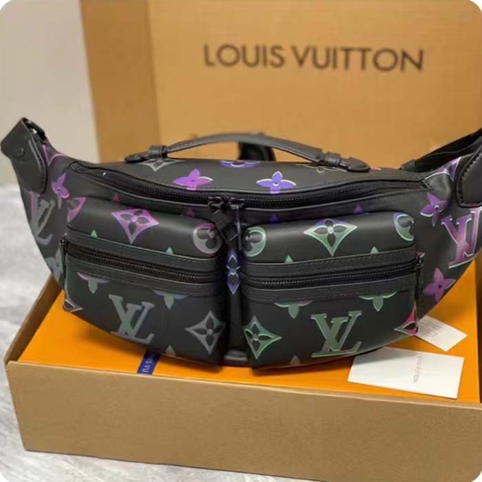 Louis Vuitton LV Unisex Comet Bumbag Black Borealis Calf Leather Cowhide Double Zip