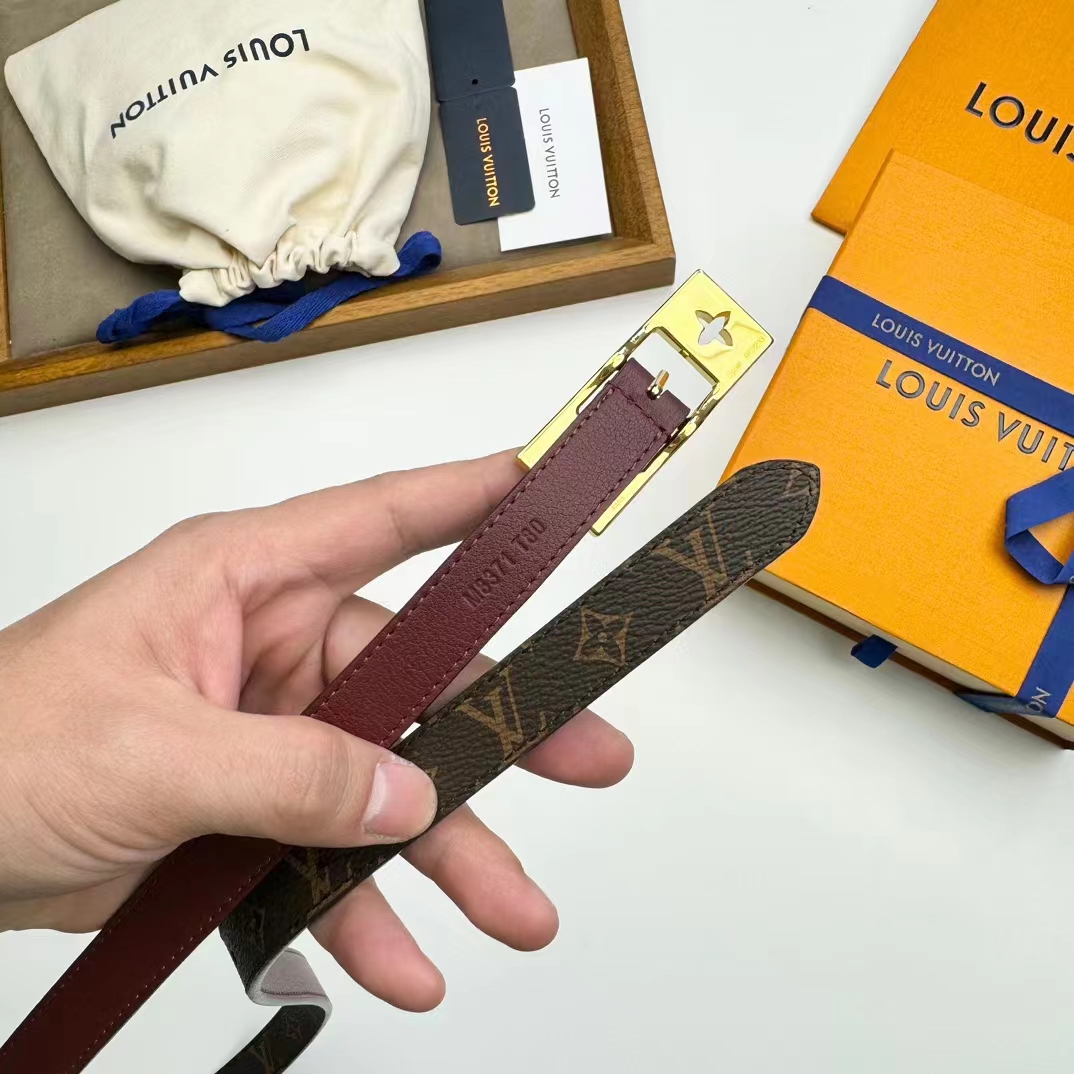Louis Vuitton Unisex LV Duo 18MM Reversible Belt Monogram Canvas Recto Side Brown Leather Verso