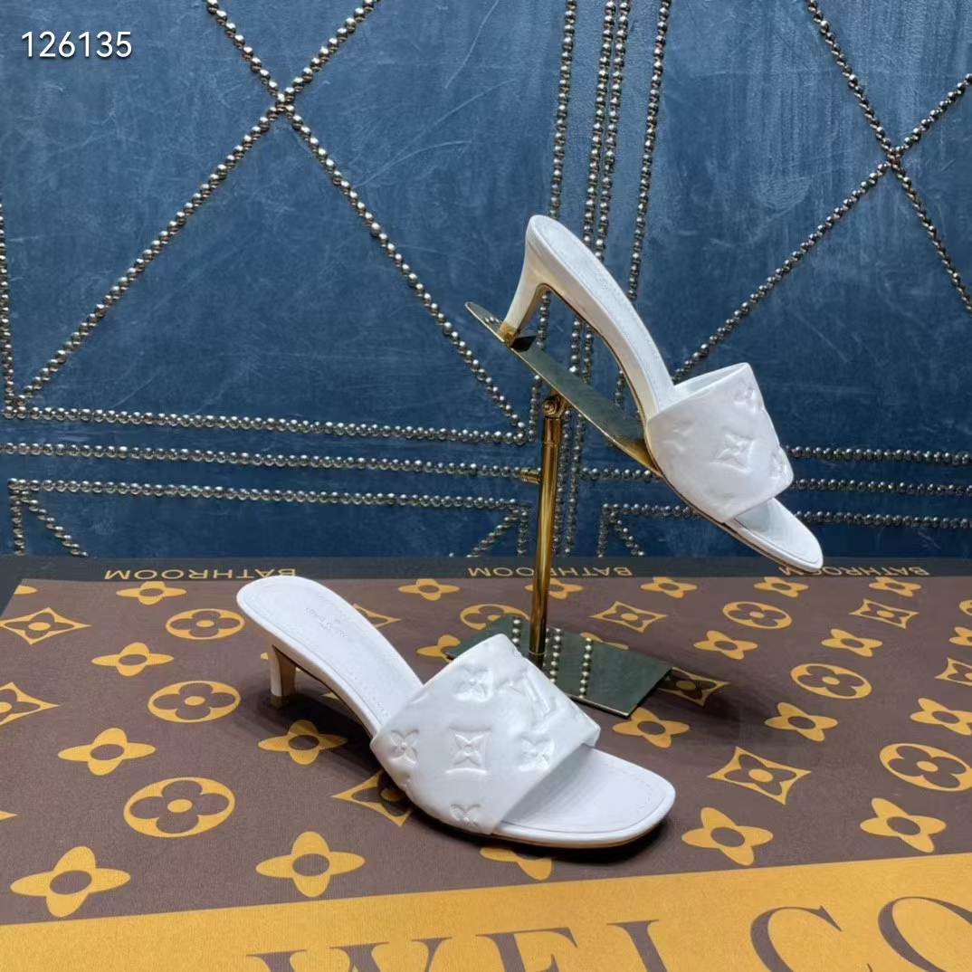 Louis Vuitton LV Women Revival Mule White Monogram Embossed Lambskin 5.5 cm Heel