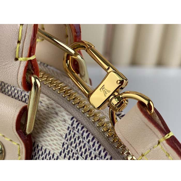 Louis Vuitton LV Women Alma BB Handbag Damier Azur Coated Canvas Cowhide Leather