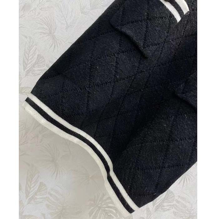 Gucci Women GG Extra Fine Wool Piquet Dress Crewneck Short Sleeves Two Front Pockets