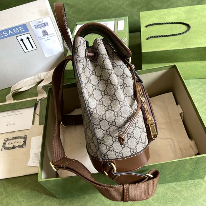 Gucci Unisex Backpack Interlocking G Beige Beige Ebony GG Supreme Canvas