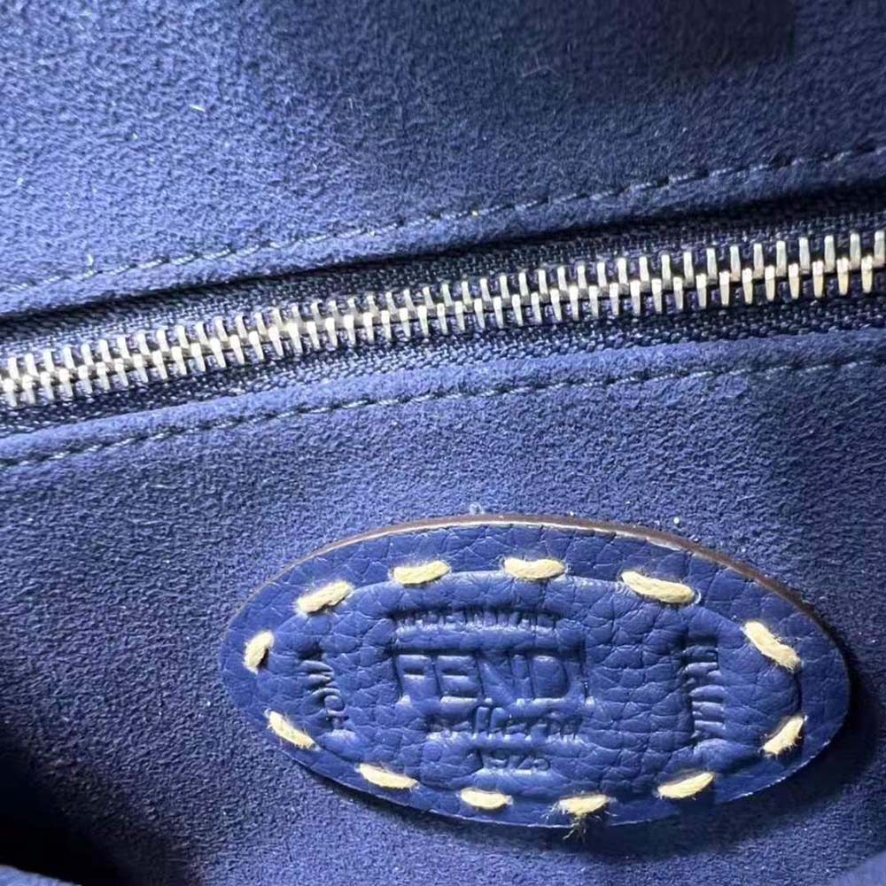 Fendi Women Peekaboo Iconic Mini Full Grain Leather Bag-Navy