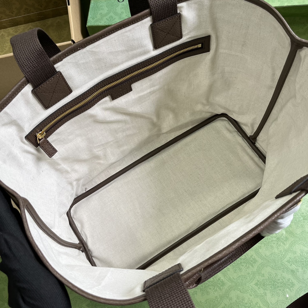 Gucci Unisex Jumbo GG Medium Tote Bag Camel Ebony Canvas Double G