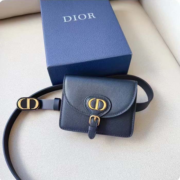 Dior CD Women Dior Bobby Belt Removable Pouch Black Smooth Calfskin 20 MM Width