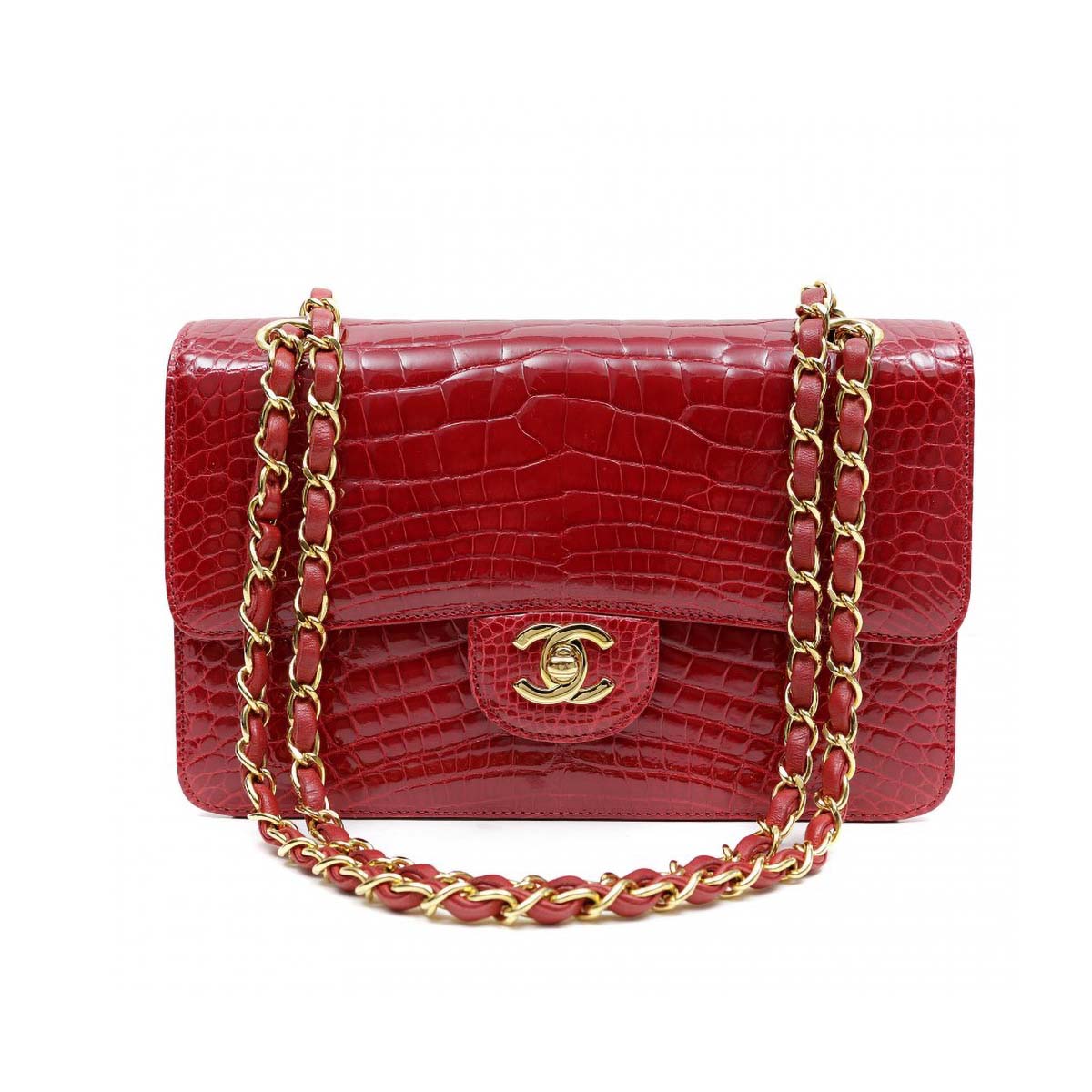 Chanel Medium Iconic Classic Single Flap Bag with Alligator Pattern