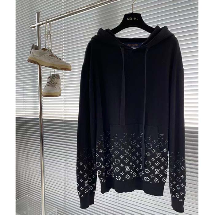 Louis Vuitton Women LV Monogram Gradient Hoodie Cotton Black White