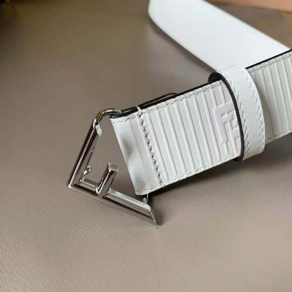 Fendi Men White Leather Belt