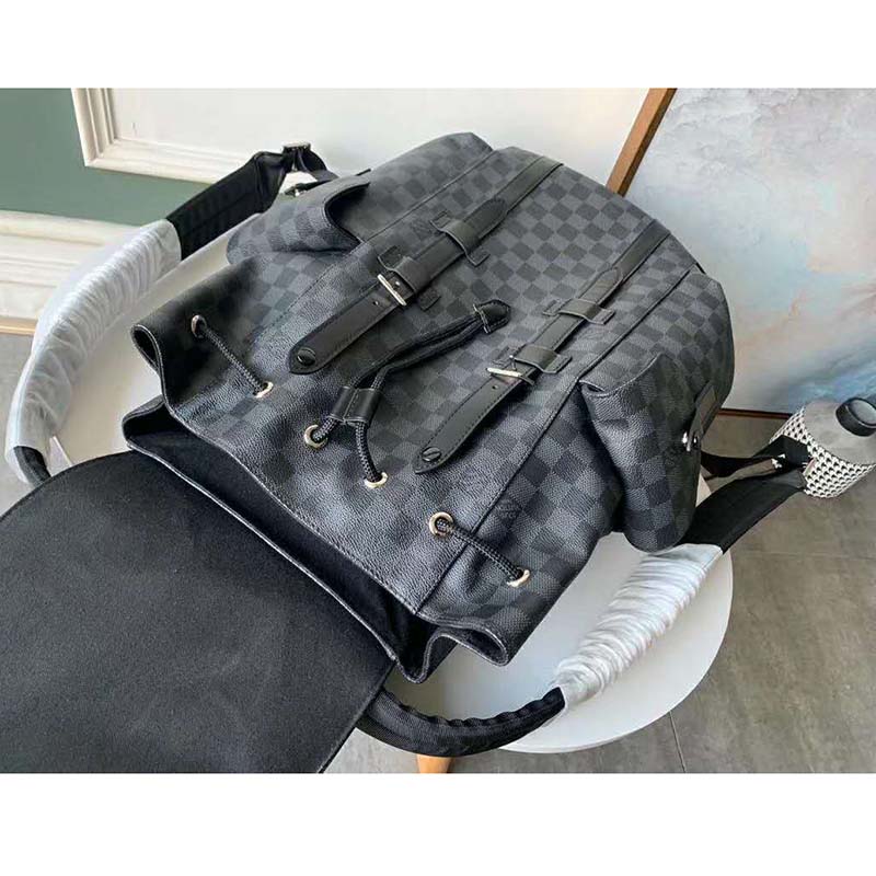 Louis Vuitton LV Unisex Christopher PM Backpack in Damier Graphite Canvas-Grey
