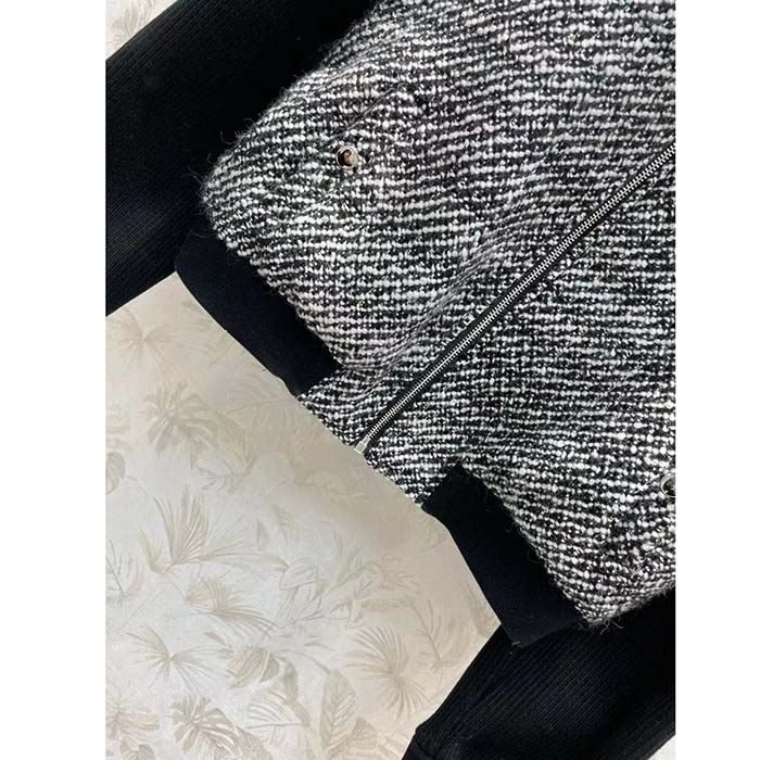 Gucci GG Women Bouclé Wool Jacket Interlocking G High Neck Dropped Shoulder