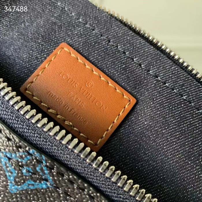 Louis Vuitton LV Unisex City Keepall Blue Monogram Coated Canvas Cowhide