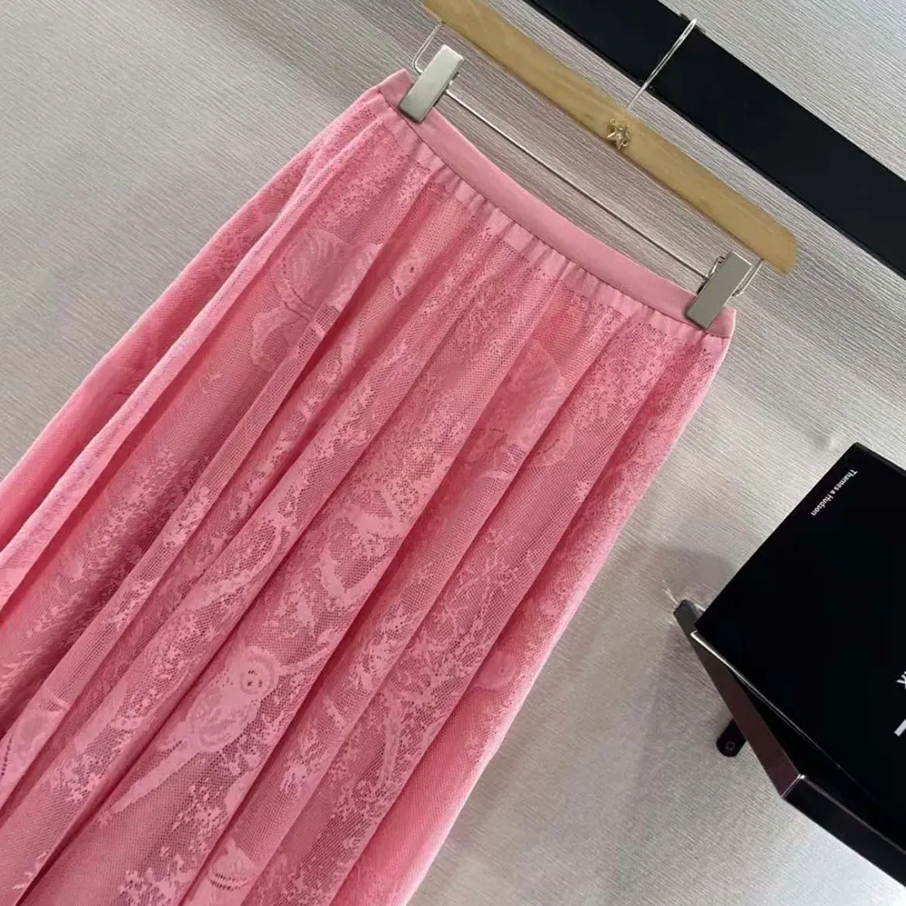 Dior Women Dioriviera Mid-Length Flared Skirt Cherry Blossom Pink 541J75B898