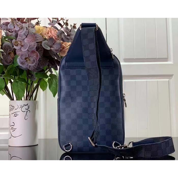 Louis Vuitton LV Unisex Avenue Slingbag Blue Sapphire Damier Infini Cowhide Leather Graphite Coated Canvas