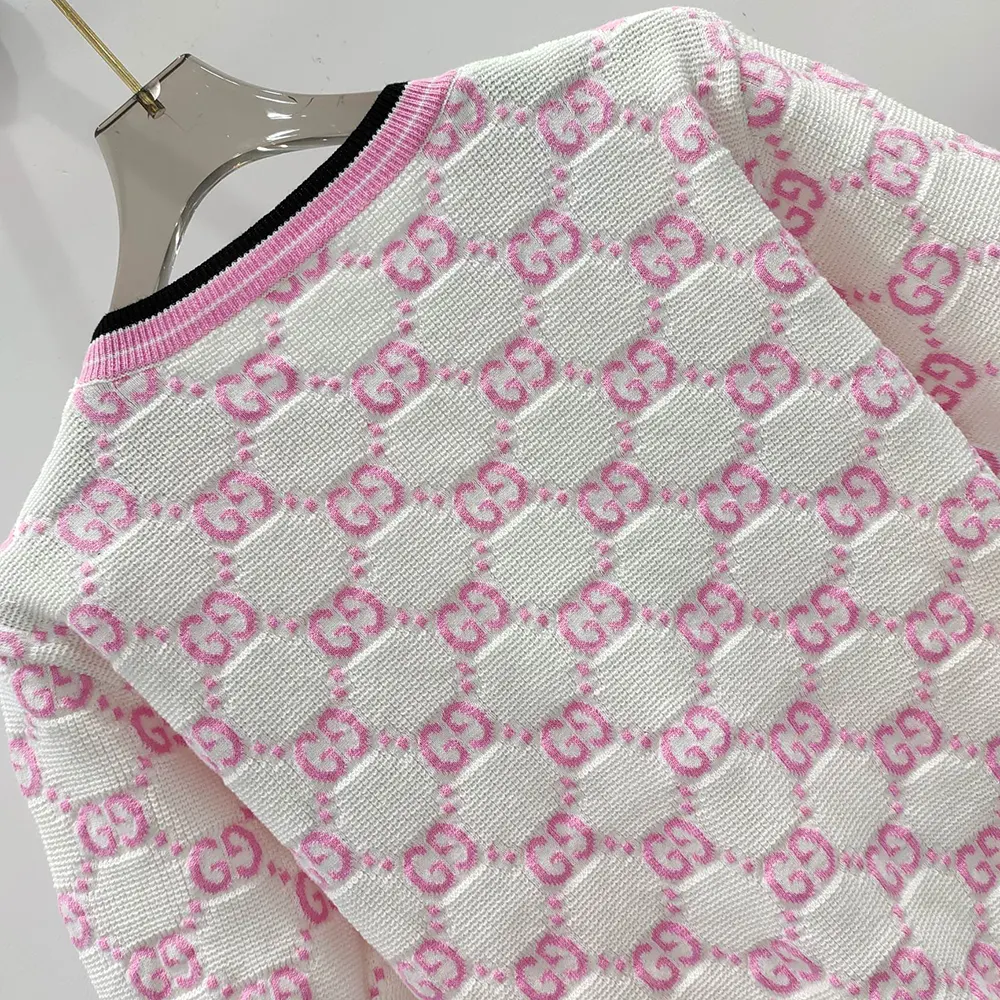 Gucci Women Cotton Crewneck Top with GG Intarsia 788766XKD1R9487