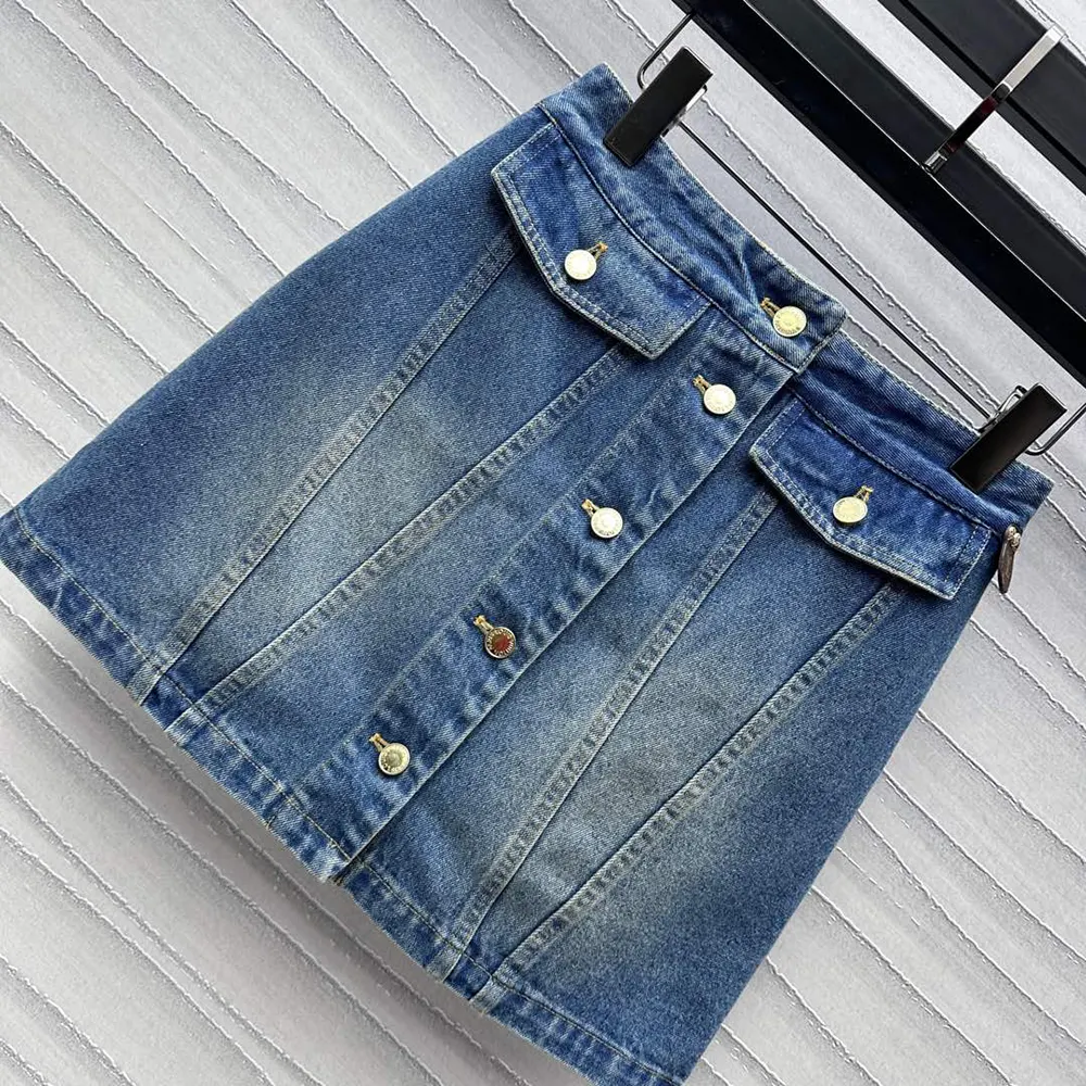 Louis Vuitton Women Button Front Denim Mini Skirt 1AGOTP
