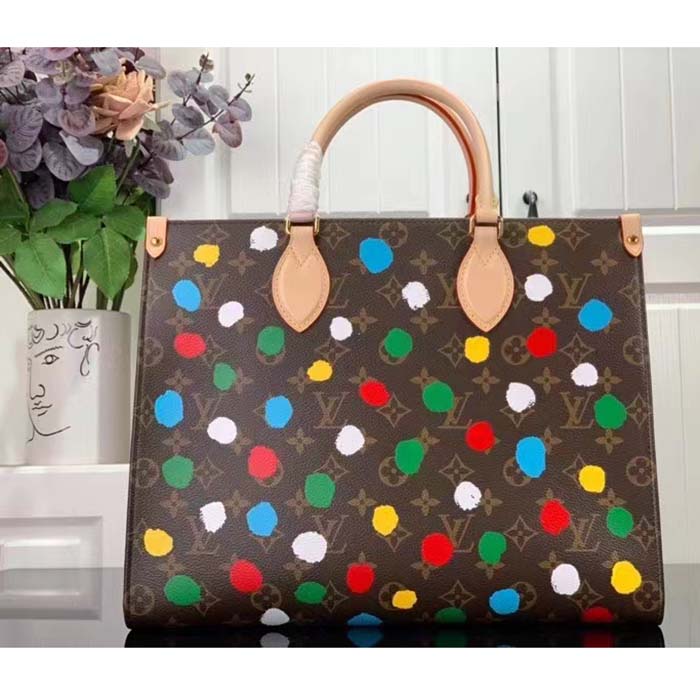 Louis Vuitton LV Women LV x YK OnTheGo MM​ Monogram Coated Canvas 3D Painted Dots Print