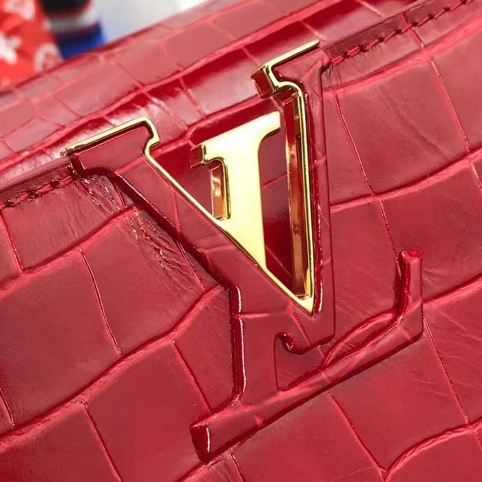 Louis Vuitton LV Women Capucines MM Handbag Red Crocodilien Brillant Savoir Faire