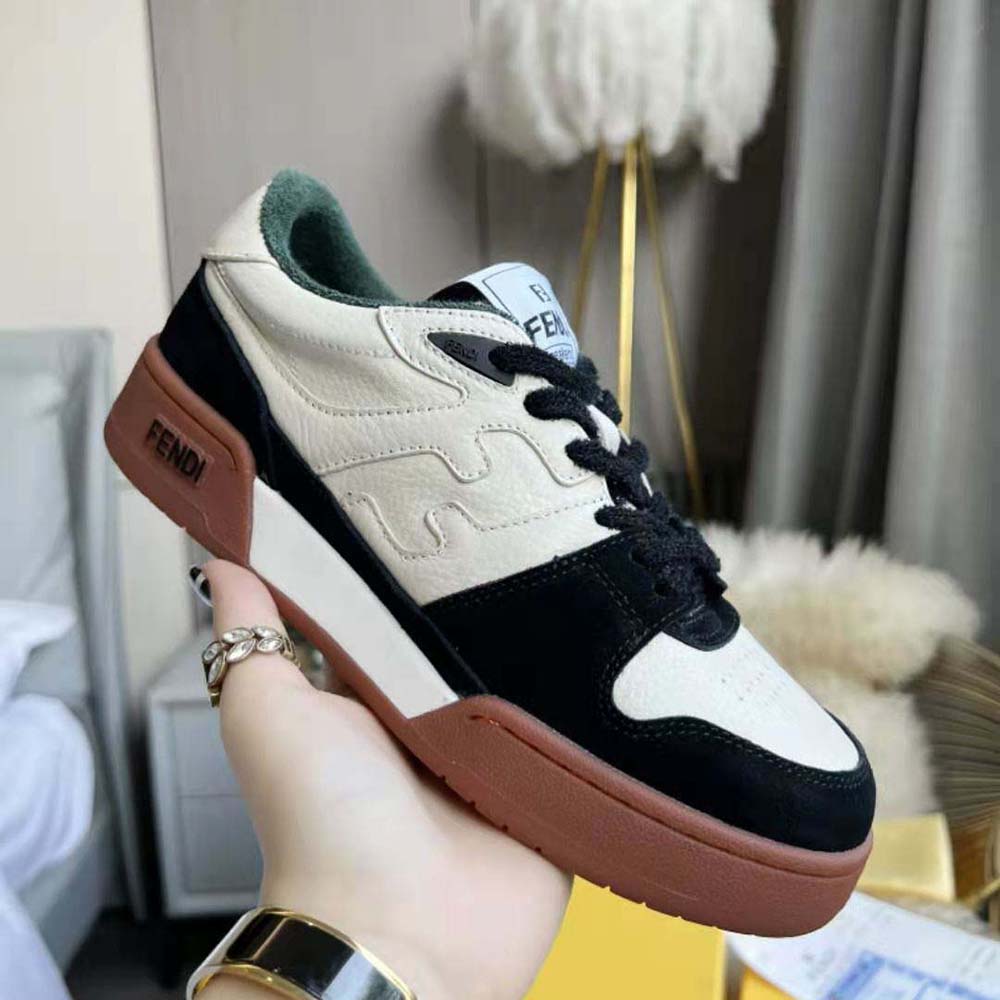 Fendi Unisex Match Low Tops in Black Suede