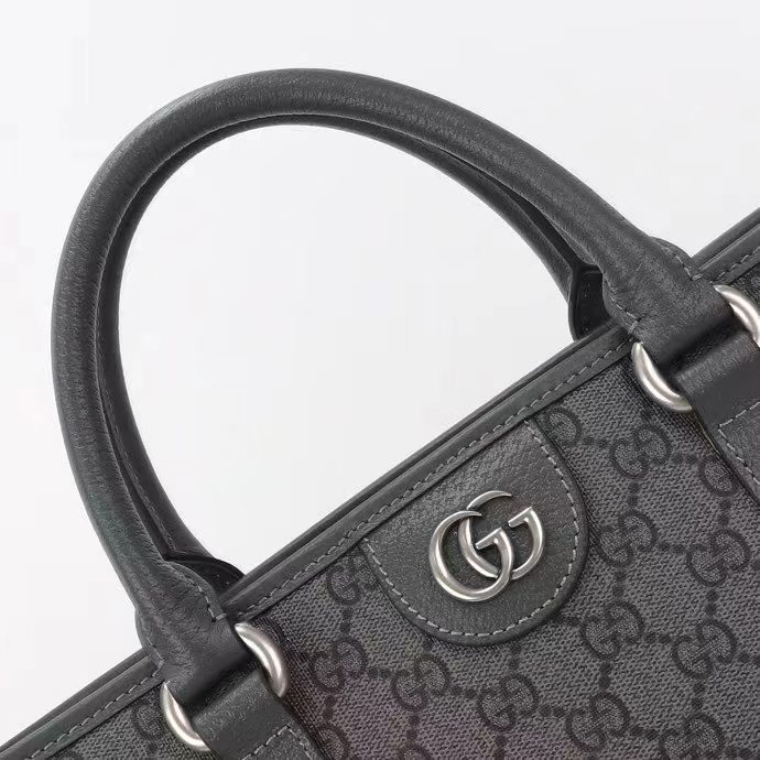 Gucci GG Unisex Ophidia Medium Tote Bag Grey Black GG Supreme Tender Canvas