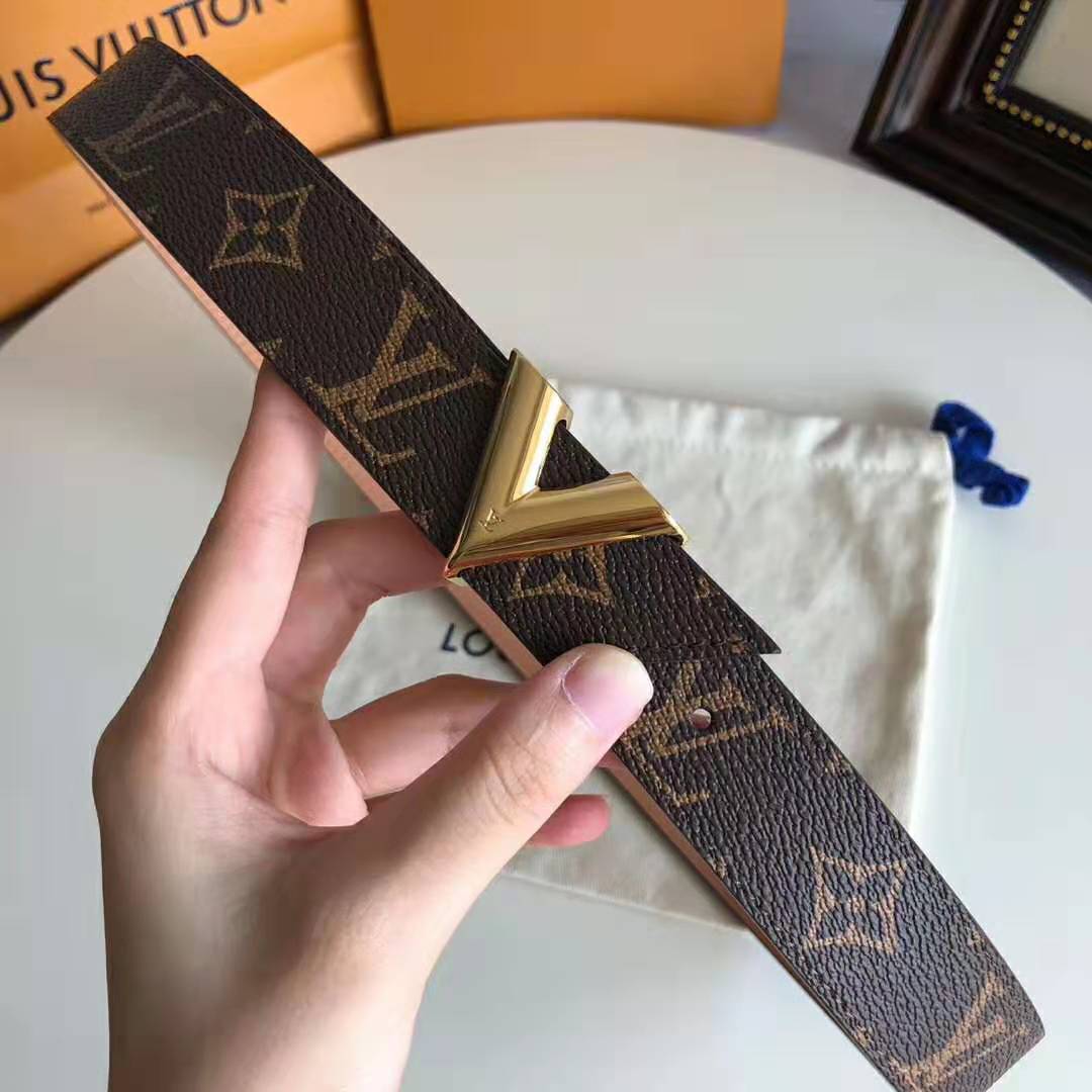 Louis Vuitton LV Unisex V Essential 30mm Belt in Monogram Canvas and Calf Leather