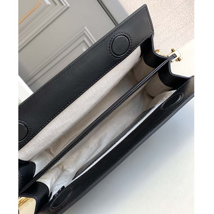 Gucci Women GG Matelassé Leather Small Bag Black Double G