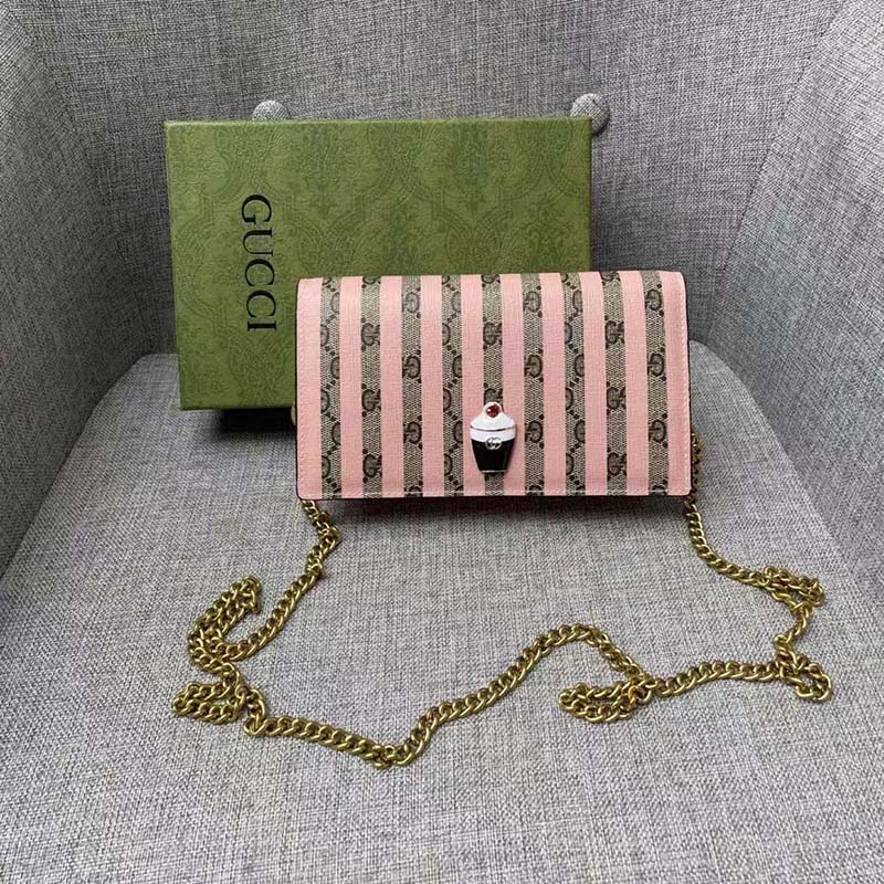 Gucci Women Double G Mini Bag Enamel Ice Cream GG Supreme Canvas
