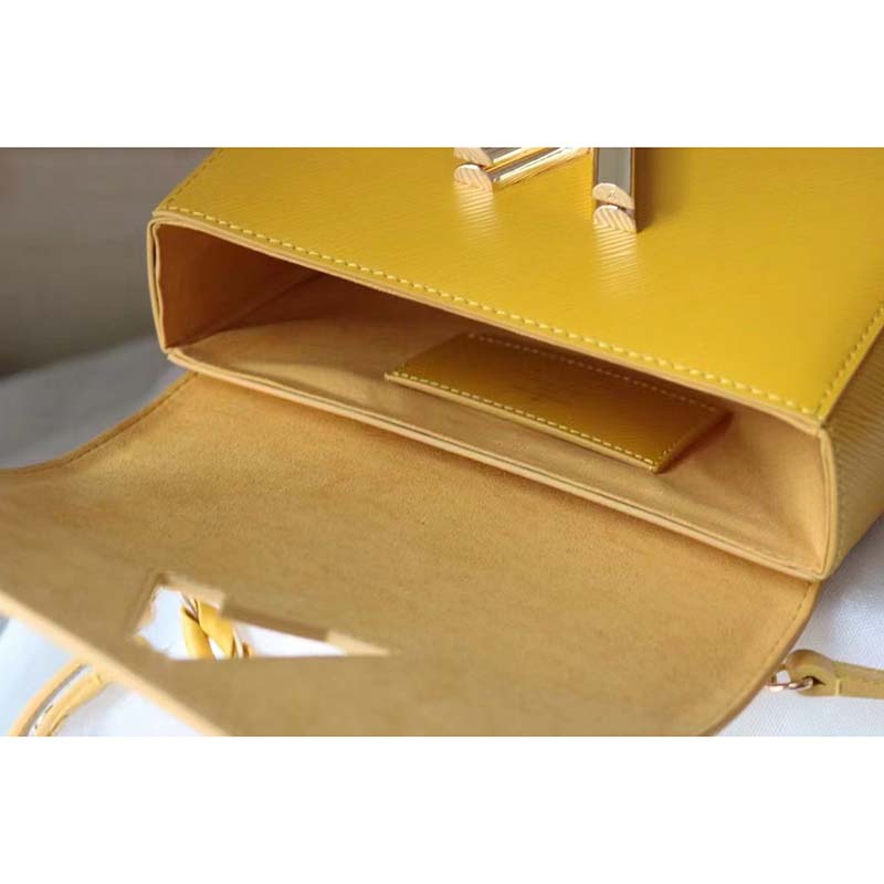 Louis Vuitton LV Women Twist MM Handbag Sunflower Yellow Epi Grained Cowhide Leather