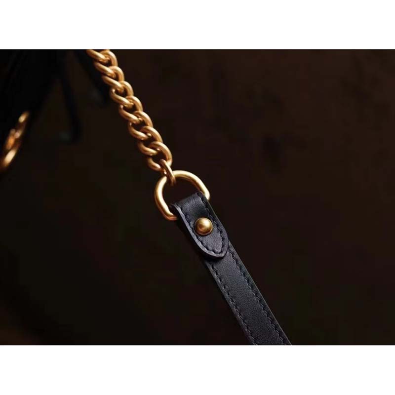 Gucci Women GG Marmont Matelassé Mini Bag Black Matelassé Chevron Leather Double G