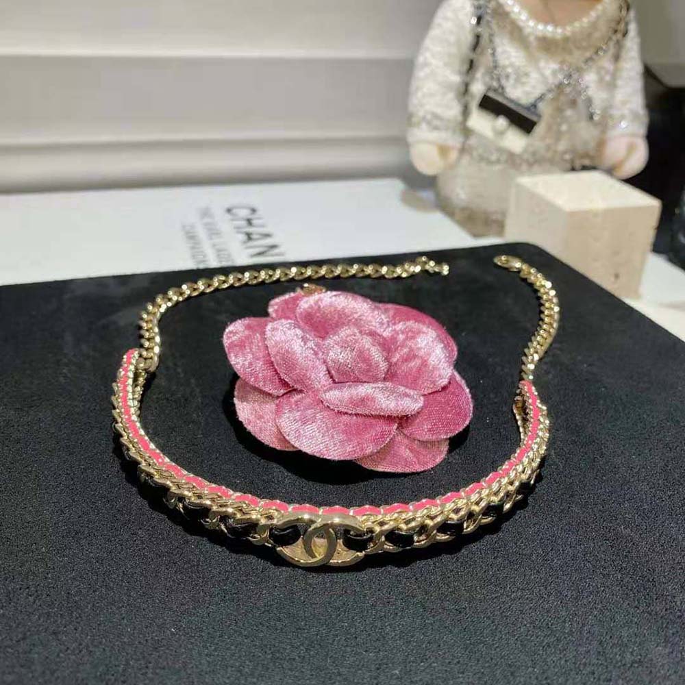 Chanel Women Choker in Metal and Calfskin