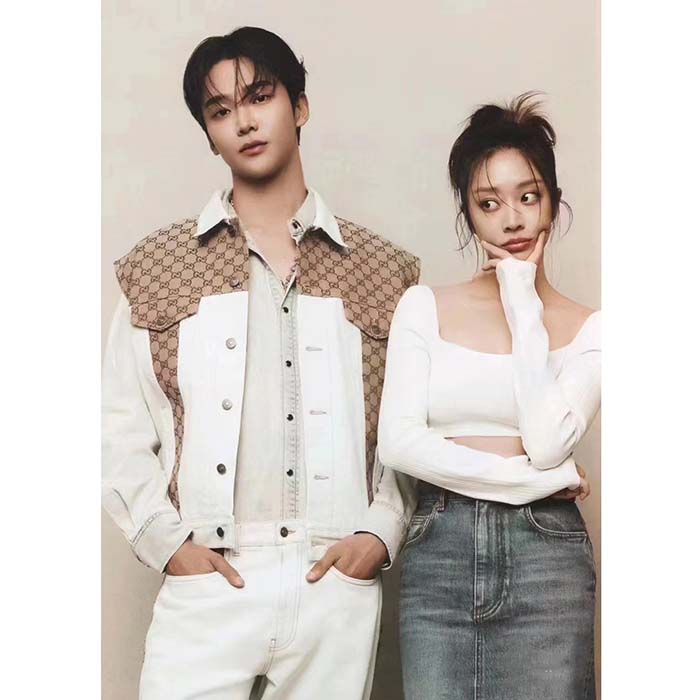 Gucci Men Washed Organic Denim Vest GG Light Blue Stone Bleached Point Collar Sleeveless