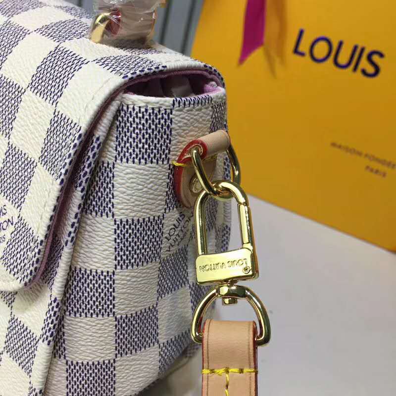 Louis Vuitton LV Women Croisette Handbag in Damier Azur Coasted Canvas-Sandy