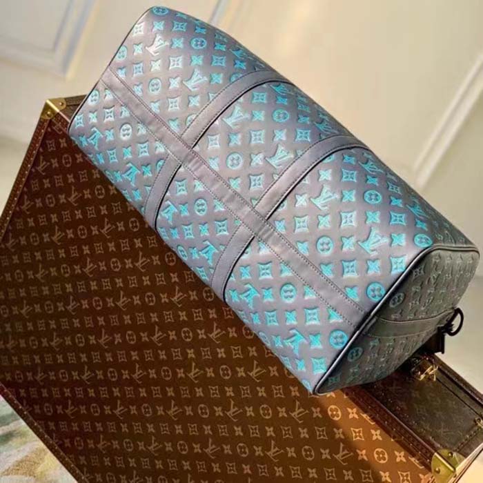 Louis Vuitton LV Unisex Keepall Bandoulière 50 Navy River Blue Calf Leather Cowhide