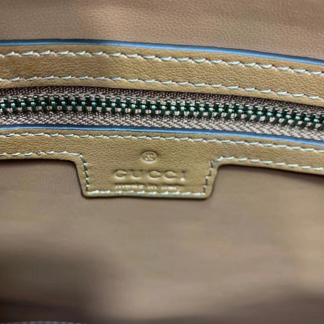 Gucci Unisex GG Python Shoulder Bag Double G Beige Ebony GG Supreme Canvas