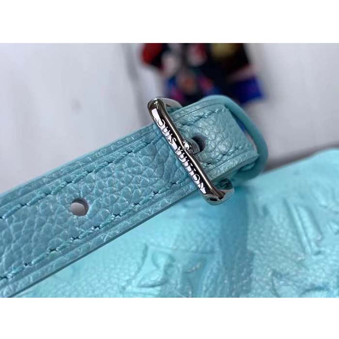 Louis Vuitton LV Women Nano Speedy Blue Monogram Empreinte Embossed Supple Grained Cowhide