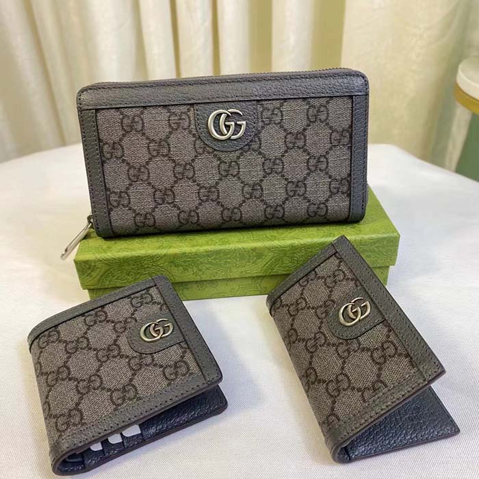 Gucci Unisex GG Ophidia Card Case Grey Black Supreme Canvas Double G