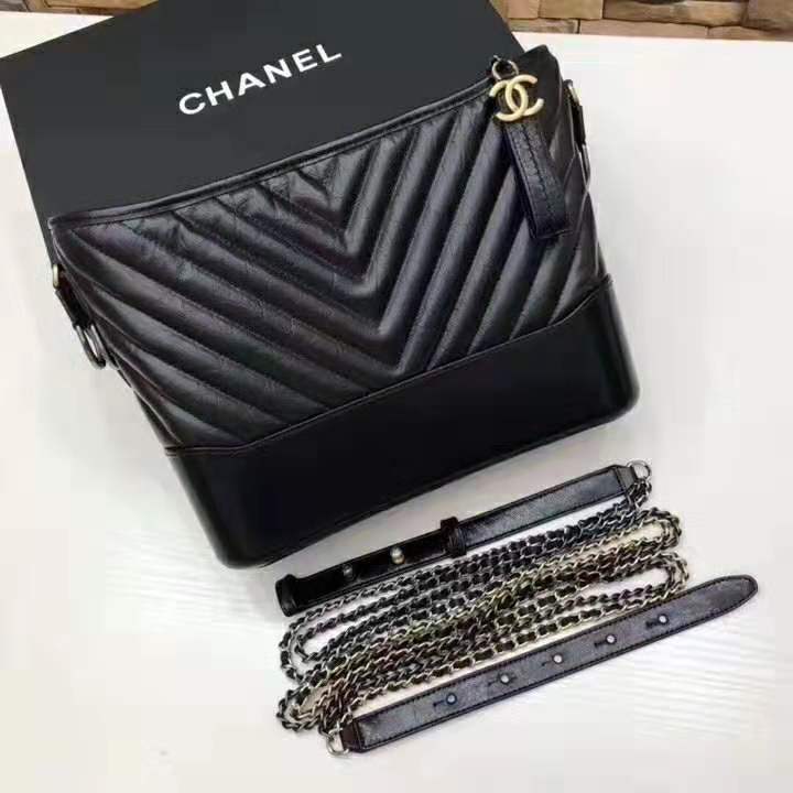 Chanel Women Chanel’s Gabrielle Large Hobo Bag in Aged Calfskin Leather-Black