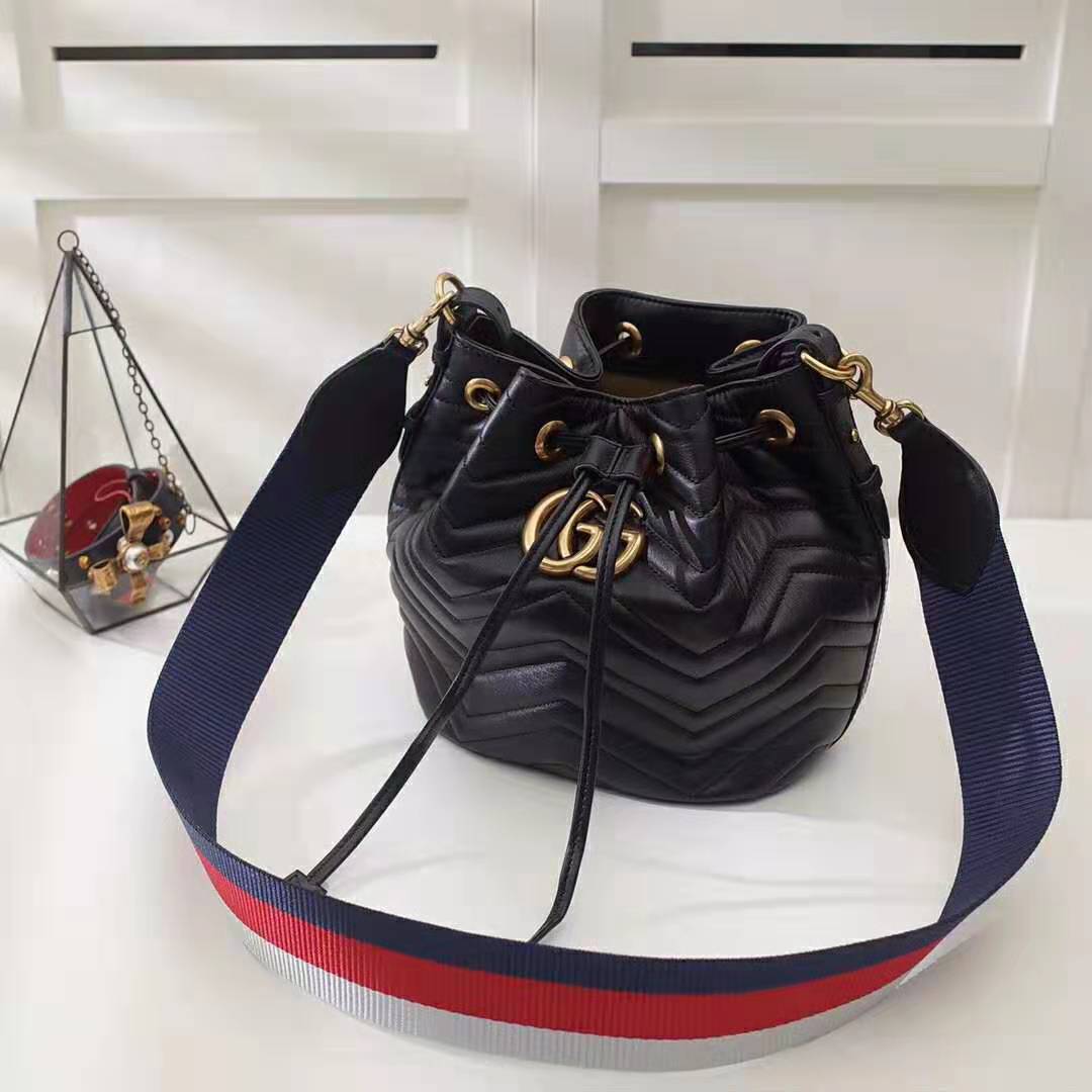 Gucci Women GG Marmont Mini Bucket Bag-Black