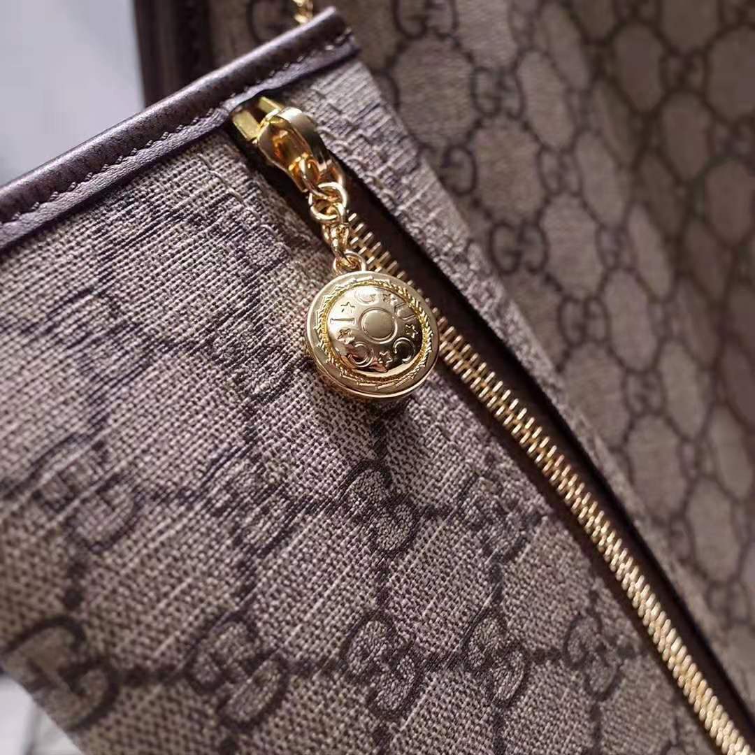 Gucci Women Exclusive Rajah GG Tote in Beige/Ebony GG Supreme Canvas