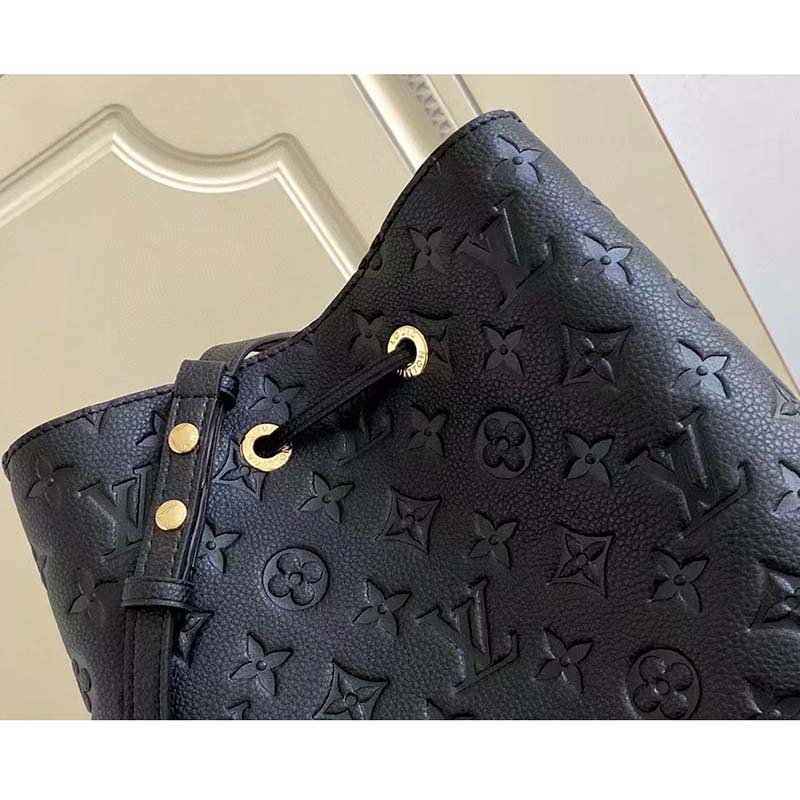 Louis Vuitton LV Women NéoNoé MM Bucket Black Embossed Monogram Empreinte Grained Cowhide